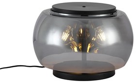 Designerska lampa stołowa czarna z przydymionym szkłem 2-punktowa - BinoDesignerski Oswietlenie wewnetrzne