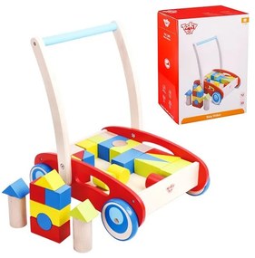 Tooky toy drewniany chodzik pchacz dla dzieci + klocki 23 el.