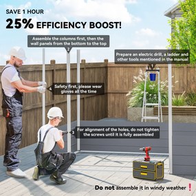 Outsunny Szopa na narzędzia, domek ogrodowy z oknem wentylacyjnym, plastik, metal, 240 x 190 x 228, szary