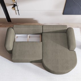 Masseno Narożnik AMILIA z funkcją spania i pojemnikiem na pościel Narozniki L, Rozkładana sofa - Beżowy, POSO 02