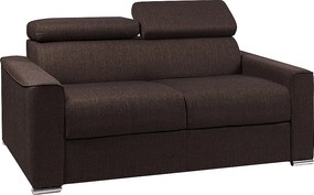 Kanapa rozkładana 3-osobowa VIZIR typu express z tkaniny – kolor brązowy – miejsce do spania z szerokimi listewkami 140 cm – materac 22 cm z pamięcią kształtu