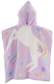 Fioletowe bawełniane ponczo dziecięce Unicorn – Catherine Lansfield