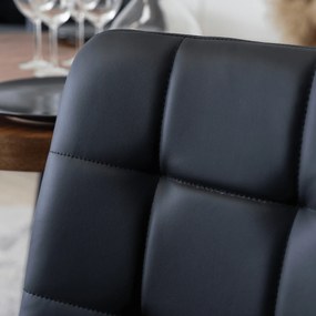 Zestaw Stół Okrągły LINO 100 cm Dąb Rustykalny/Czarny i 4 Krzesła DALVIN Czarne Ekoskóra Nowoczesne Loft