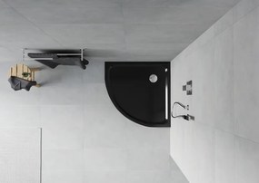 Mexen Flat brodzik półokrągły slim 70 x 70 cm, czarny, syfon chrom - 41707070