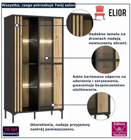 Elegancka witryna z podświetleniem LED dąb mauvella -  Lamisso 8X