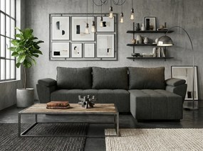 Rozkładana dwustronna sofa narożna w kształcie L LIVARO 251x140 cm, ciemnoszara