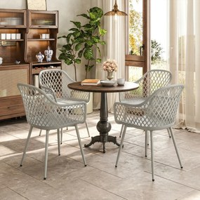 Outsunny Zestaw 4 krzeseł ogrodowych odpornych na UV z tworzywa z podłokietnikami i oparciami 56 x 51 x 84 cm szare | Aosom PL