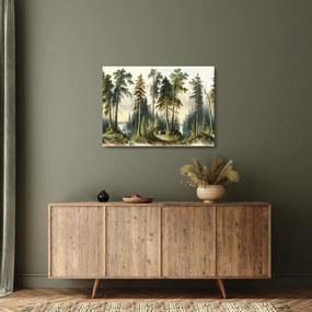 Obraz na szkle - Krajobraz lasów w stylu vintage (70x50 cm)