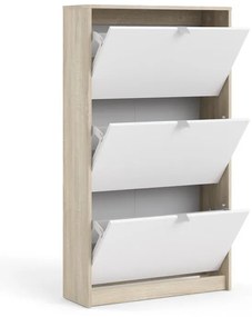 Biało-naturalna uchylna szafka na buty w dekorze dębu Shoes – Tvilum