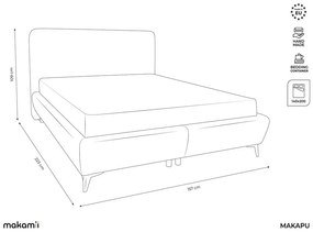Tapicerowane łóżko dwuosobowe ze stelażem i schowkiem 140x200 cm w kolorze terakoty Makapu – Makamii