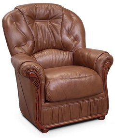 Fotel 100% skóry bawolej DAPHNE - Kolor: brązowy