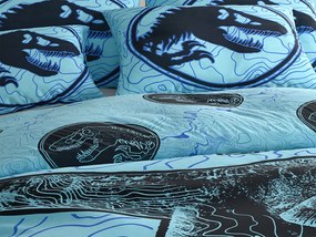 PrzytulneMieszkanie.pl PrzytulneMieszkanie.pl Świecąca pościel bawełniana JURASSIC WORLD w kolorze niebieskim Rozmiar pościeli: 70 x 90 cm | 140 x 200 cm