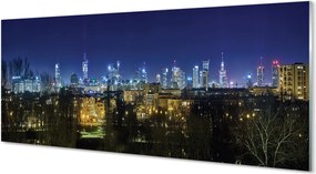 Panel Szklany Nocny Pejzaż Warszawy