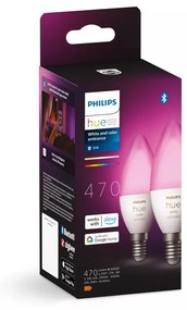 Inteligentne żarówki LED z gwintem E14, 5 W zestaw 2 szt. White and color ambiance – Philips Hue