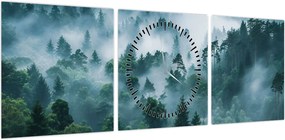 Obraz - Las we mgle (z zegarem) (90x30 cm)