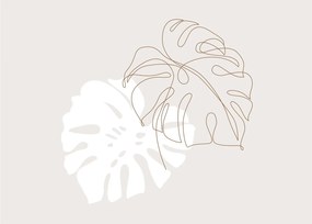 Obraz na szkle - Line art monstera N⁰2 (70x50 cm)