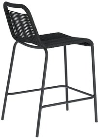 Czarny hoker ze stalową konstrukcją Kave Home Glenville, wys. 62 cm