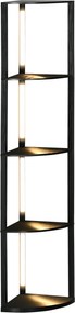 HOMCOM LED Lampa podłogowa, Regał Narożny, regulowana, 4 półki, ciepłe białe światło, 41x30x164cm, Czarna