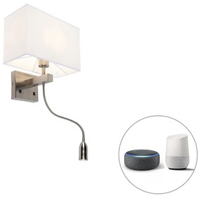 Inteligentna lampa ścienna stalowa z kloszem kremowo-białym w tym Wi-Fi P45 - Bergamo Nowoczesny Oswietlenie wewnetrzne