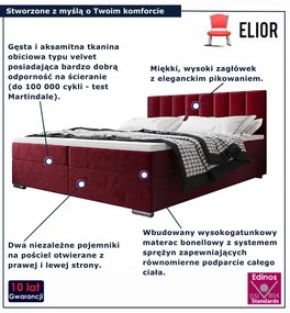 Czerwone łóżko tapicerowane welurem 5 rozmiarów P5-B61