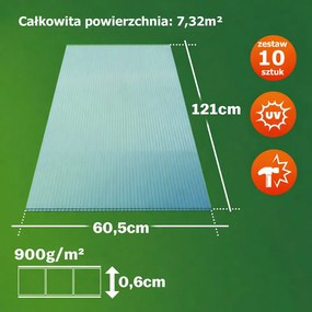 Poliwęglan komorowy MARK 6mm, 60,5x121x0,6cm, 10 szt., przezroczysta Jurhan