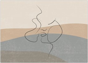 Obraz na szkle - Line art kiss (70x50 cm)