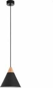 Lampa sufitowa ODA w stylu nowoczesnym - wys. 150 cm x g?. 20 cm - E27 60W - stal i drewno jesionowe - czarny - IP 20