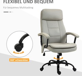 Vinsetto Fotel biurowy z masażerem obrotowy z regulacją wysokości w kolorze beżowym | Aosom PL