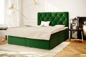Łóżko kontynentalne INTENSO 180x200 zielone velvet z pojemnikiem LAVERTO