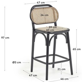 Czarne hokery zestaw z litego drewna wiązu 2 szt. (wysokość siedziska 65 cm) Doriane – Kave Home