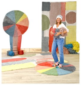 Wełniany dywan dziecięcy tkany ręcznie odpowiedni do prania ø120 cm Pie Chart – Lorena Canals