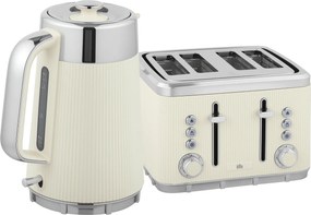 HOMCOM 2200 W, 1,7 l czajnik z funkcją szybkiego gotowania, filtrem przeciwkamiennym i 4-kromkowym tosterem z 7 stopniami zarumienienia, kremowo-biały | Aosom PL