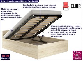 Łóżko z podnoszonym stelażem i materacem 100x200 dąb sonoma W8-S28