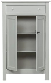 Jasnoszara wysoka komoda z litego drewna sosnowego z zamkiem 93x150 cm Eva – WOOOD