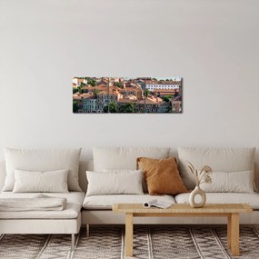 Obraz - Widok miasta z lotu ptaka (z zegarem) (90x30 cm)