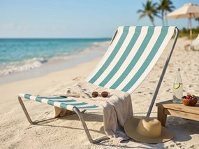Składany leżak plażowy SAND, turkusowe paski