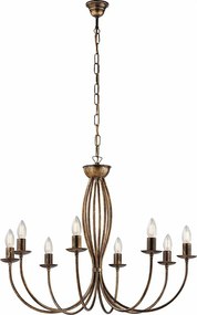 Botte - Brązowy lakierowany żyrandol z żelaza z dekoracją w kolorze starego złota, 8 świateł, 120 cm - Ø74 cm - BL147-8-BR