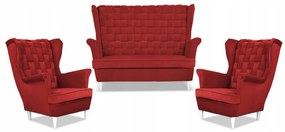 Zestaw wypoczynkowy Carol sofa fotele paski Family Meble czerwony