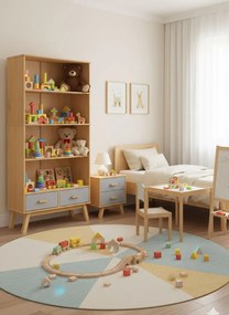 Sosnowy regał na zabawki brązowy + szary S0-B89