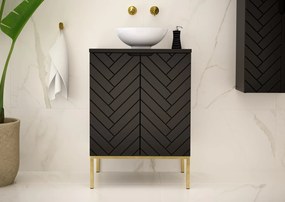 Szafka pod umywalkę nablatową Aspen 09, czarny/złoty, 60 cm - zestaw 1
