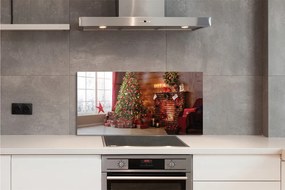 Panel szklany do Kuchni Świąteczny Wieczór przy Kominku