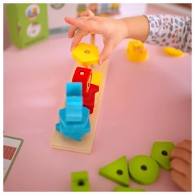 Woopie green układanka montessori piramidka zwierzątka 27 el. fsc