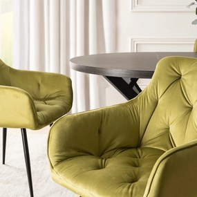 Krzesło Tapicerowane do Salonu MODESTO Pistacjowe Welurowe Nowoczesne Loft