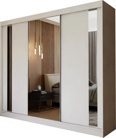 Szafa Przesuwna GRAZIA 240 cm z Lustrem Szafa Trzydrzwiowa Biała