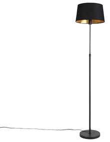 Lampa stojąca czarna z czarnym kloszem 35 cm regulowana - Parte klasyczny/Antyczny Oswietlenie wewnetrzne
