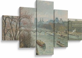 Obraz - Camille Pissarro, The Louvre, Afternoon, Rainy Weather, reprodukcje (125x70 cm)