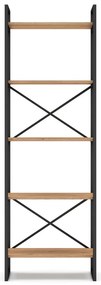 Czarno-naturalny regał w dekorze dębu 58x175 cm Dusan – Marckeric