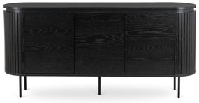 Komoda do Salonu BECK 160 cm Czarna Trzydrzwiowa Ryflowana Nowoczesna