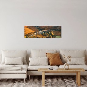 Obraz mostu w szkockiej dolinie (z zegarem) (90x30 cm)
