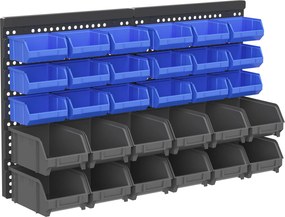 DURHAND Regał na Śrutę, Magazyn Warsztatowy, 30 Pudełek w 2 Rozmiarach, Składane, 63x18x37,5cm, Niebieski